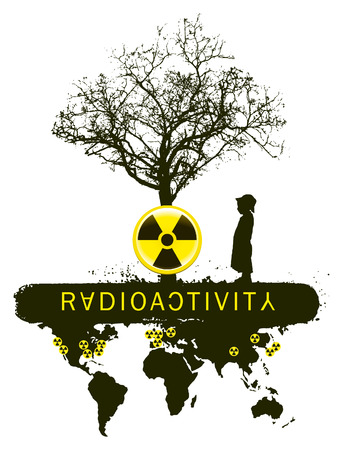 banner of radioactivity tree mutation with childのイラスト素材