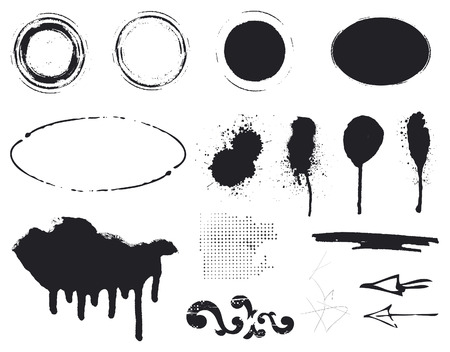 black stencil inky set of inkblotのイラスト素材