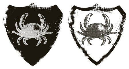 black stencil shields with crabsのイラスト素材