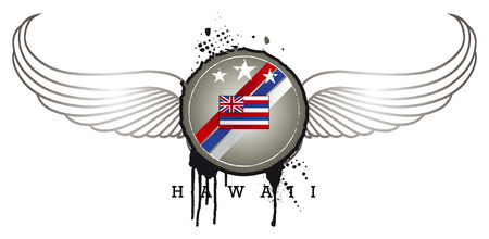 hawaii inky shield with wingsのイラスト素材