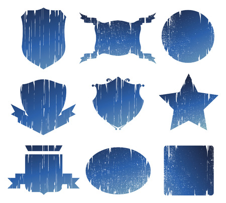 set of grunge and vintage shieldsのイラスト素材