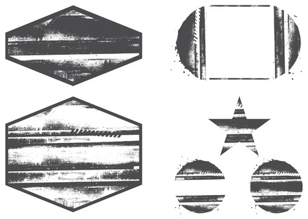 set of grunge vintage shieldsのイラスト素材