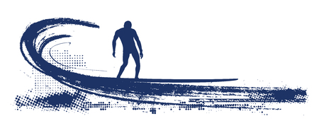 long board surfer sliding pipeline waveのイラスト素材