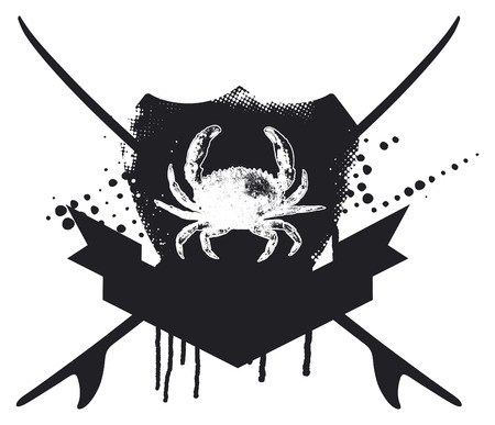 stencil surf emblem with crabのイラスト素材