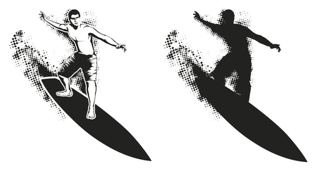 grunge surfer silhouetteのイラスト素材