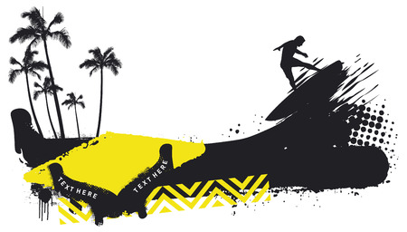 racing surf scene with surfer and summer backgroundのイラスト素材