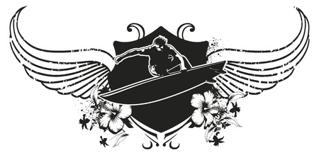 stencil grunge shield with riderのイラスト素材