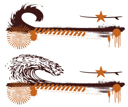 Stencil surf banners with big wavesのイラスト素材