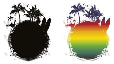 Grunge summer circle with copy space.のイラスト素材