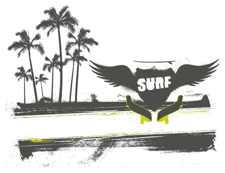 surf banner with grunge shieldのイラスト素材