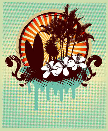 surf colorful poster with summer shield and copy spaceのイラスト素材