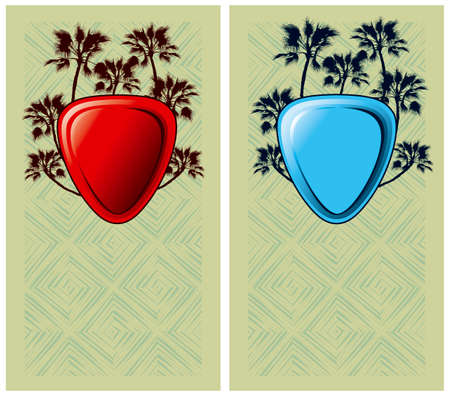 surf glossy poster with palm with shield and copy spaceのイラスト素材