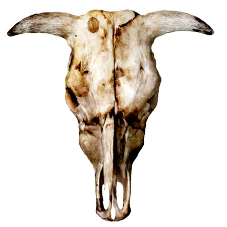 digital painting version of bull skull headの写真素材