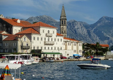 Perast, town in the bay of Kotor in Montenegroのeditorial素材