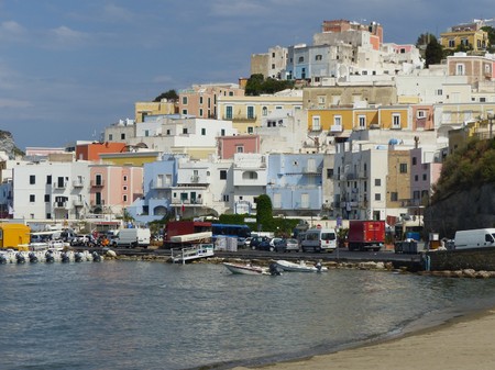 Colored and perched village of Ponza island in Italy
