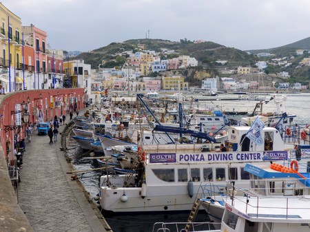 Small path in the small port of Ponza in Italy