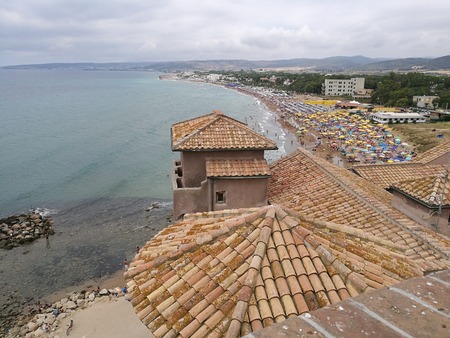 A castle with its roofs. Santa Severa. Latium. Italy.のeditorial素材