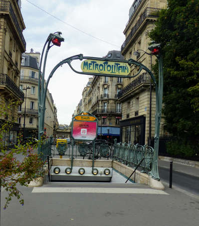 Ancient metro station in Paris in France.のeditorial素材