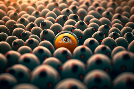 Eye in the crowd of people. 3D illustration. 3D rendering.