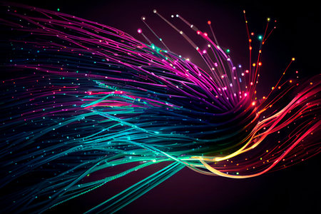 Abstract background with colorful glowing lines. illustration. eps 10.の写真素材