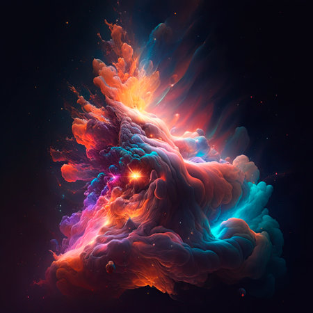 Abstract colorful smoke background. Fantasy fractal texture. Digital art. 3D rendering.の写真素材