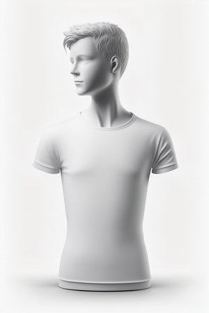 Blank white t-shirt mockup, front view. 3d renderingの素材