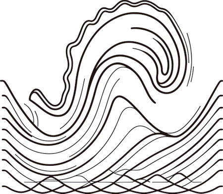 Abstract wavy background. Vector illustration in black and white colors.のイラスト素材