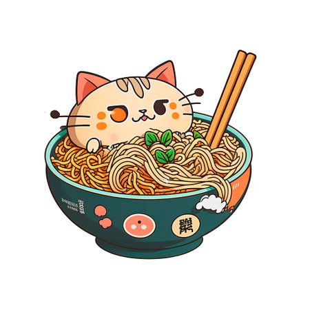 cat with a bowl of foodの写真素材