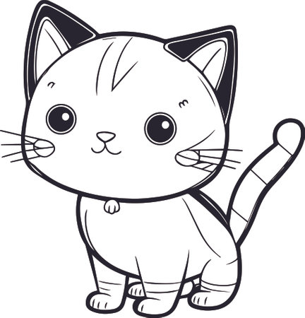 cute cartoon cat Vector illustration ready for vinyl cutting. Coloring book for children.のイラスト素材
