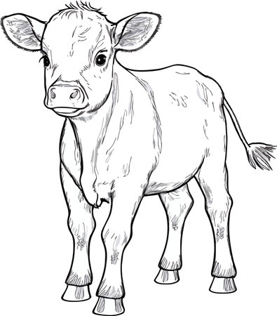 Cow - black and white vector illustration, eps-10.のイラスト素材