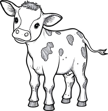 Black and White Cartoon Illustration of Cow Animal for Coloring Bookのイラスト素材
