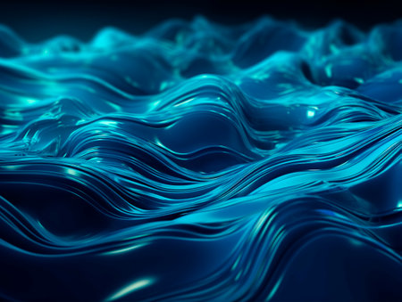 Blue abstract wavy background. 3d rendering, 3d illustration.の写真素材