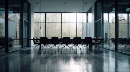 Interior of a modern office building with glass walls and floor.の写真素材