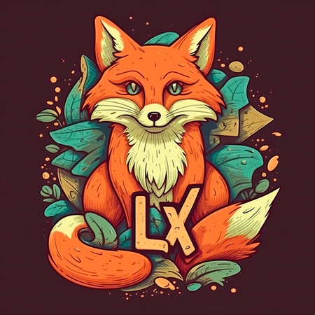 illustration of fox with lettering. Lettering-love.