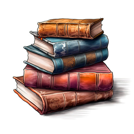 Pile of books isolated on white background. Hand drawn vector illustration.の写真素材