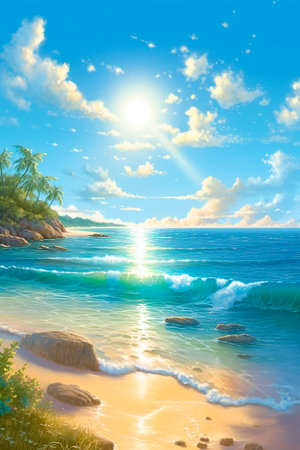Beautiful seascape. Composition of nature. 3dの写真素材