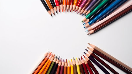 Colorful pencils on a white background. Back to school.の写真素材