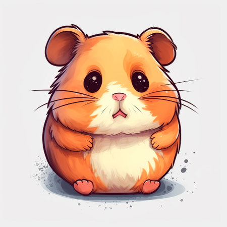 Cute hamster with big eyes. Cartoon character. Vector illustration.の写真素材