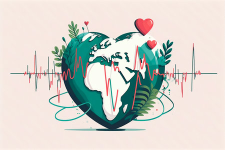 Heart and cardiogram. World health day. Vector illustration.の写真素材