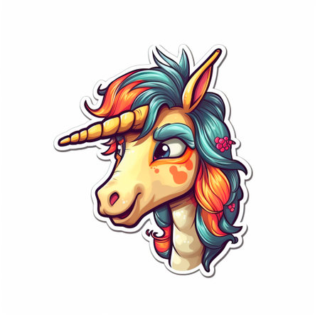 Unicorn head. Vector illustration isolated on a white background.の写真素材