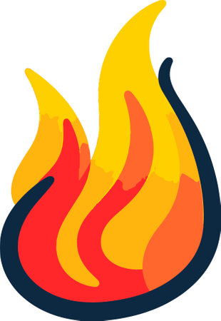 Fire flames on a white background. Vector illustration of a fire.のイラスト素材