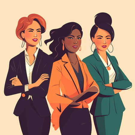 Vector illustration of a group of business women in suits. Business team.の写真素材