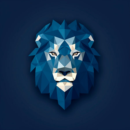 Lion head. Polygonal low poly style. Vector illustration.の写真素材