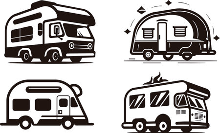 Caravan.Vector illustration ready for vinyl cutting. Vinyl-ready.のイラスト素材