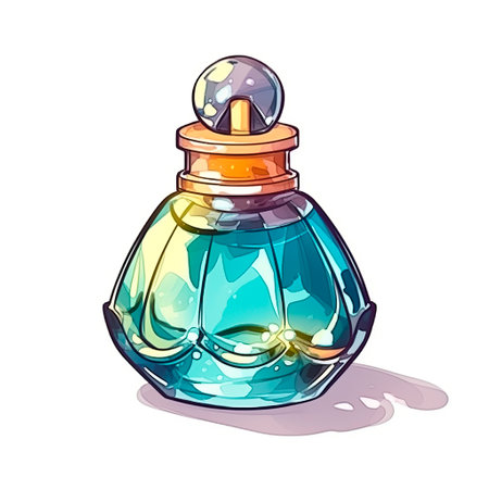 Perfume bottle. Hand drawn vector illustration isolated on white background.の写真素材