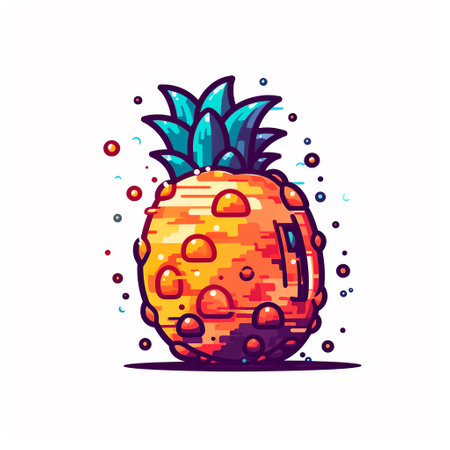 Pineapple fruit vector icon. Hand drawn cartoon style illustration.の写真素材