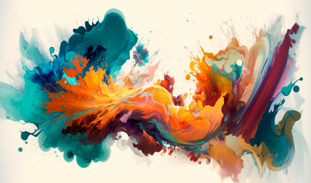 abstract background with colorful splashes of ink on a white background