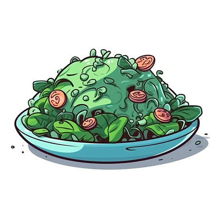 Vegetable salad in a plate. Hand drawn vector illustration.の写真素材