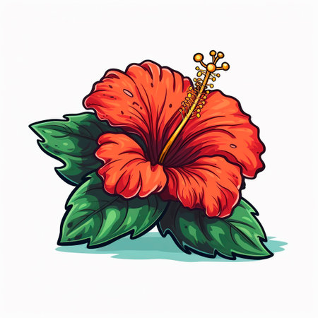 Hibiscus flower isolated on white background. Vector illustration.の写真素材