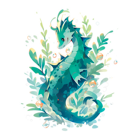 Seahorse in watercolor style. Vector illustration on white background.の素材